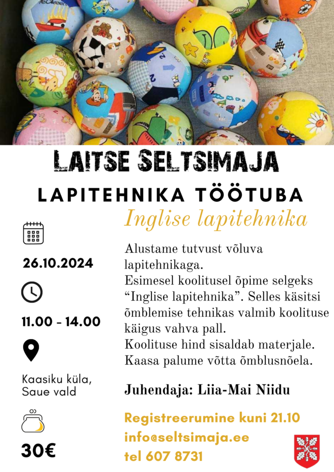 Lapitehnika töötuba “Inglise lapitehnika”