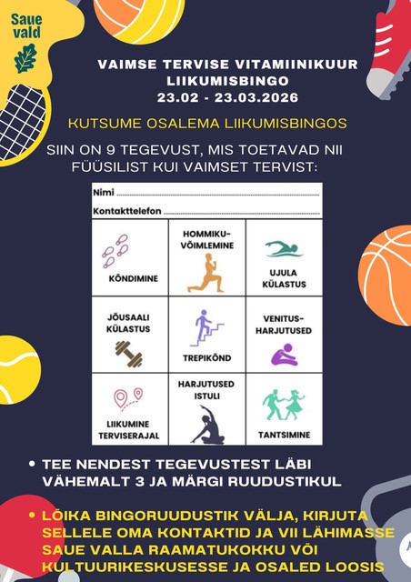 Vaimse tervise vitamiinikuur x Saue valla liikumisbingo
