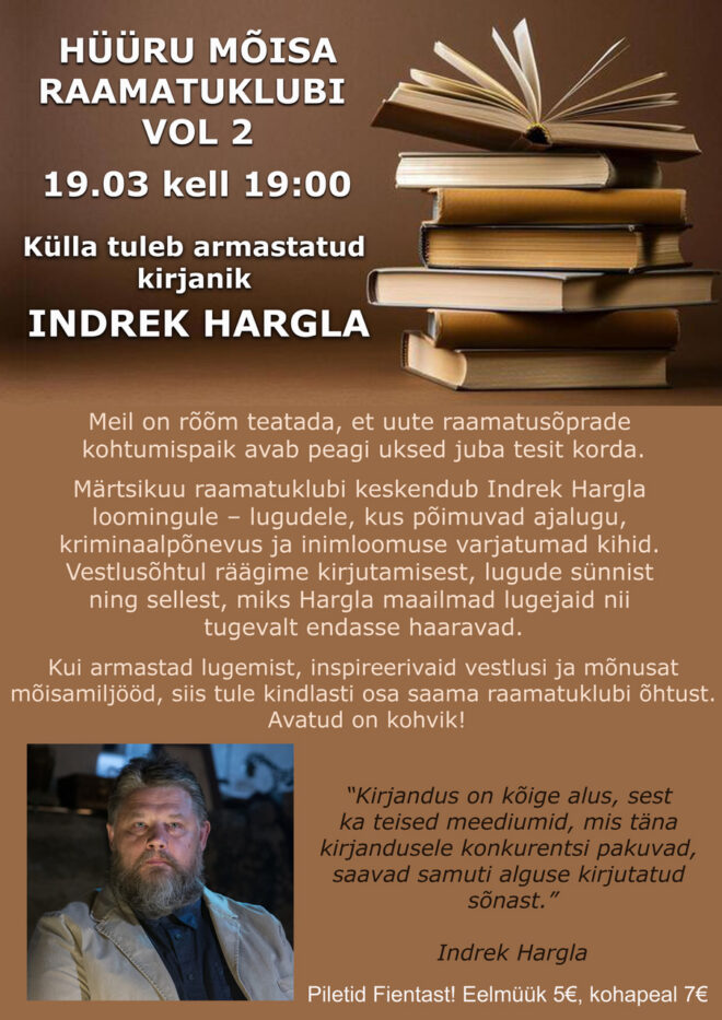 Hüüru mõisa raamatuklubi Indrek Harglaga