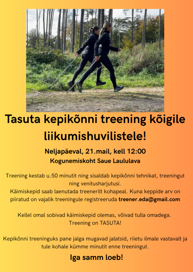 Tasuta kepikõnni näidistreening Sauel