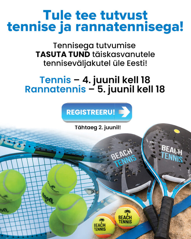 Tasuta tennisega tutvumise tund täiskasvanutele