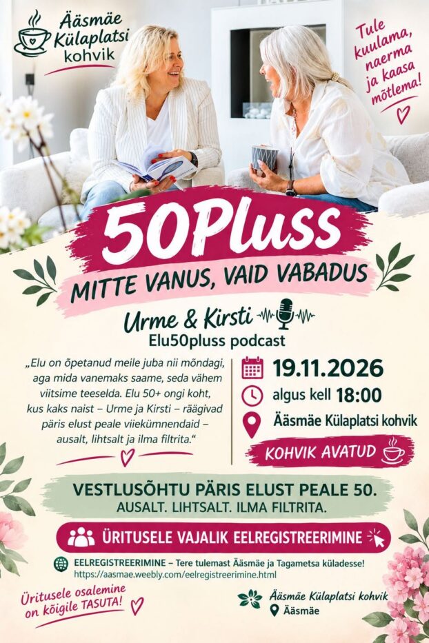 vestlusõhtu kohvikus “50pluss – mitte vanus, vaid vabadus”